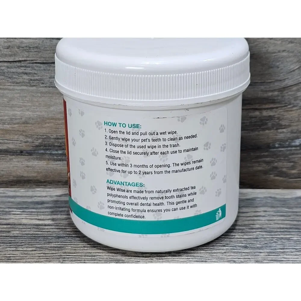 Wipe Wise Dental Wipes Mint Flavor For Dogs And Cats 50 Wipes